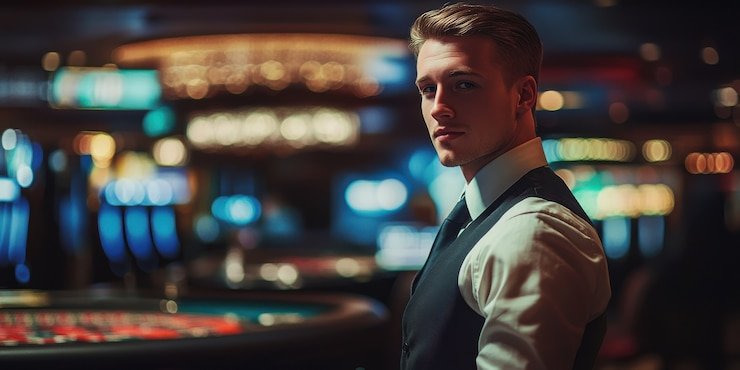 Meja Sakong live dealer di betslots88 dengan kartu dan chip